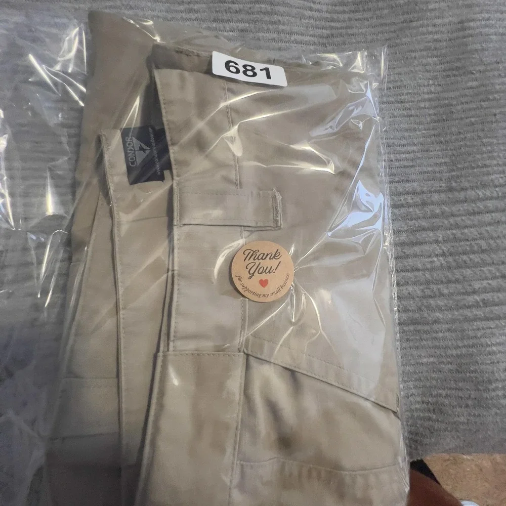 Mens Cargo Pants‎ 34x32 Beige Ripstop Flat Front Straight Leg Workwear Pockets